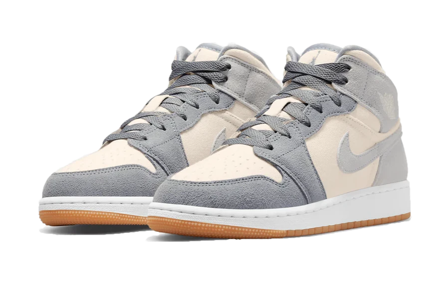 Air Jordan 1 Mid SE Coconut Milk Particle Grey (GS) - Soles.at - Soles.at - nike - Jordan - sneakers - Schuhe - Dunk - Women - Frauen - Herren - High - Mid